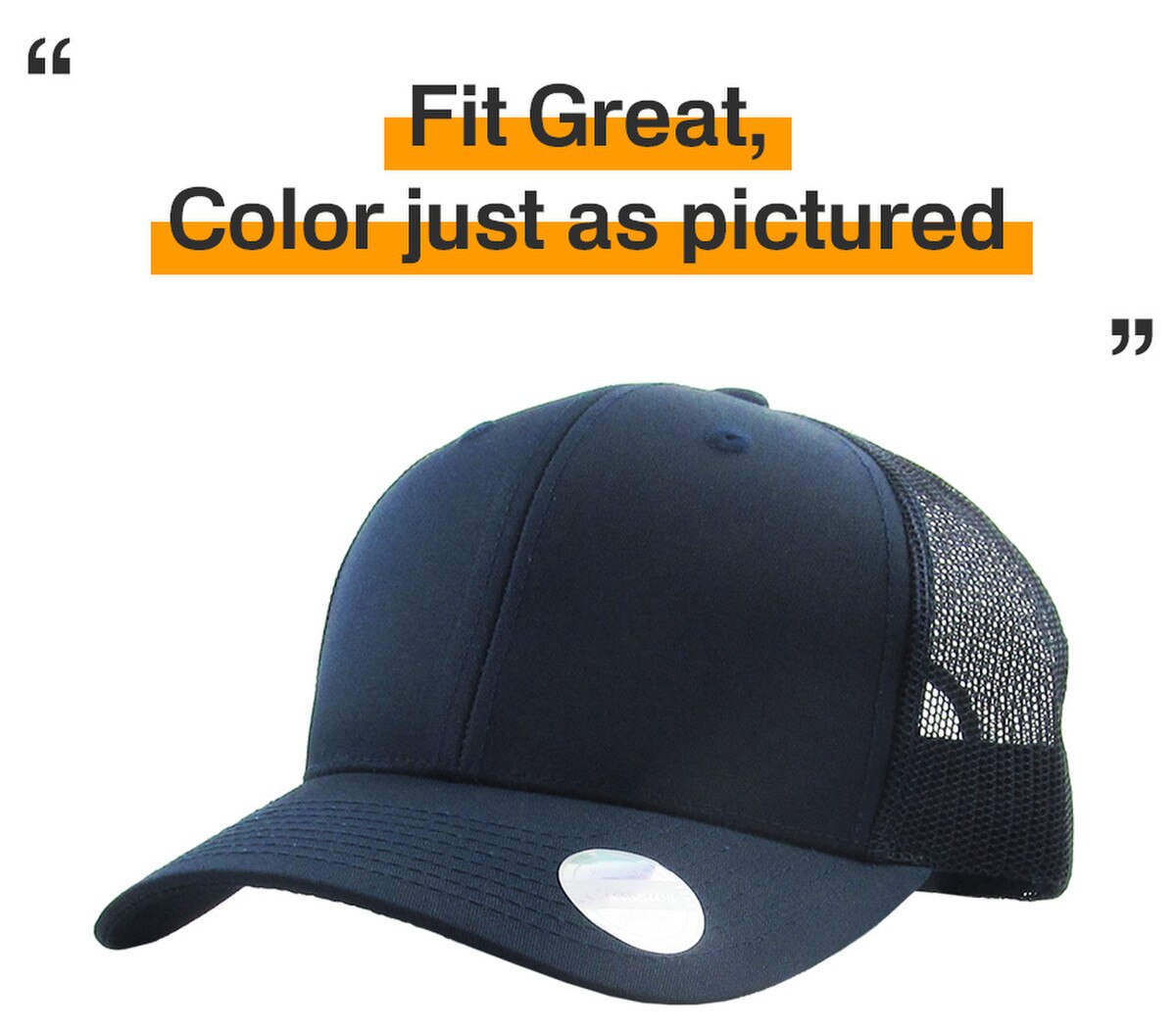 Navy Blue Classic 6 Panel Trucker Mesh Snapback Side View Fit Great